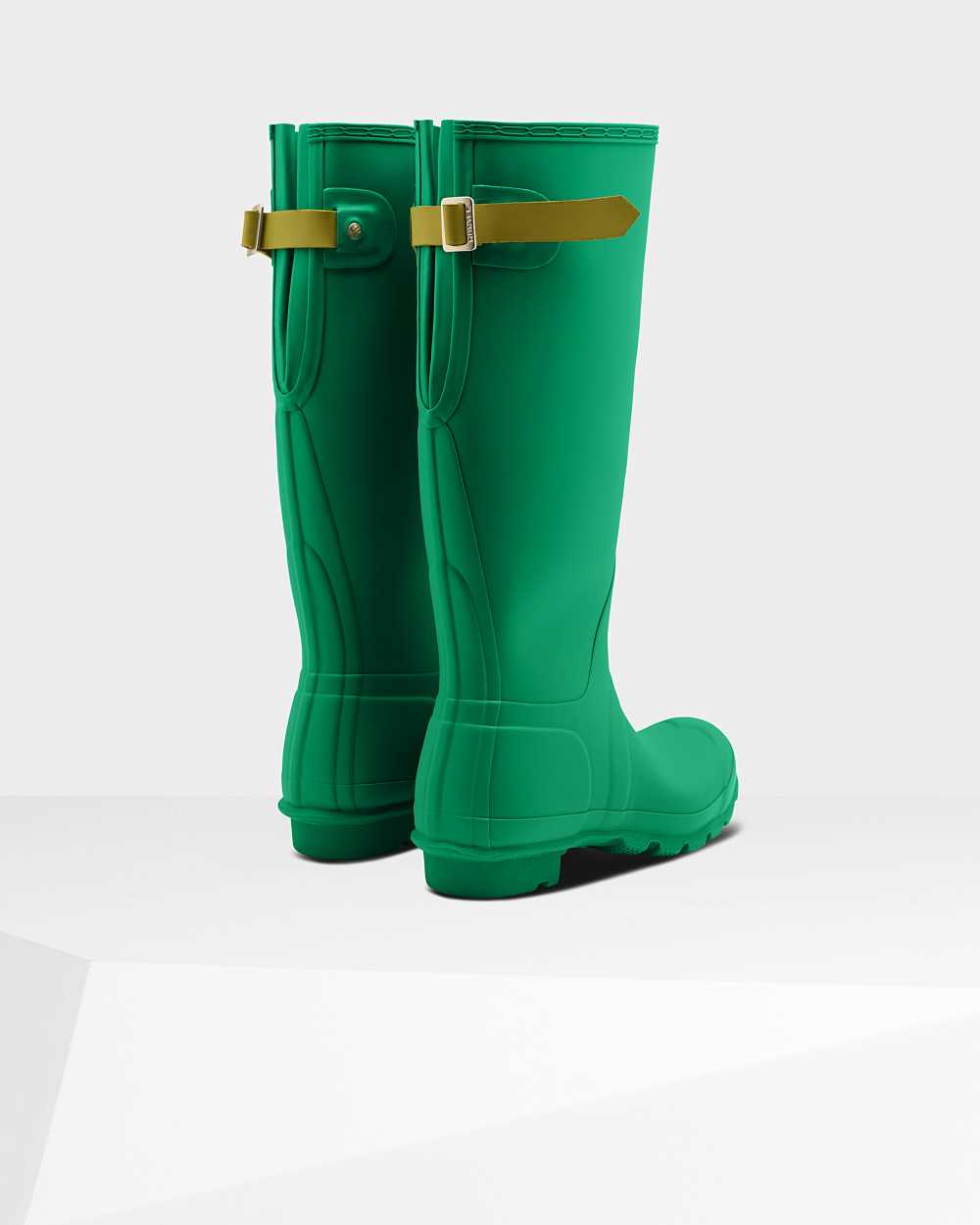 Hunter Original Tall Back Adjustable Women's Rain Boots NZ-61403V Green